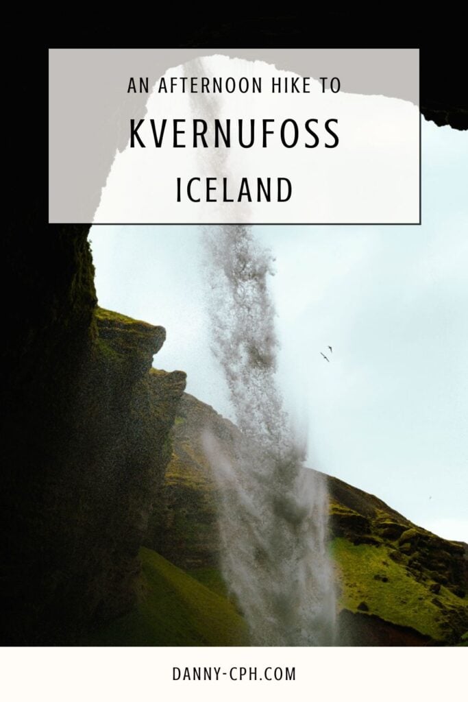 pinterest pin for an article about hiking to Kvernufoss