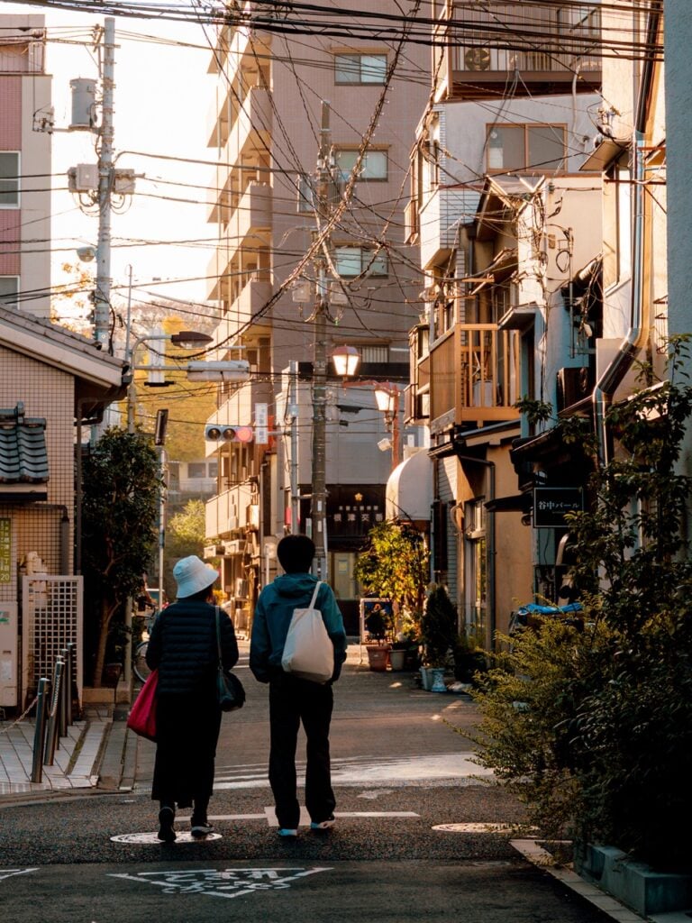A couple walking in Nezu, Tokyo