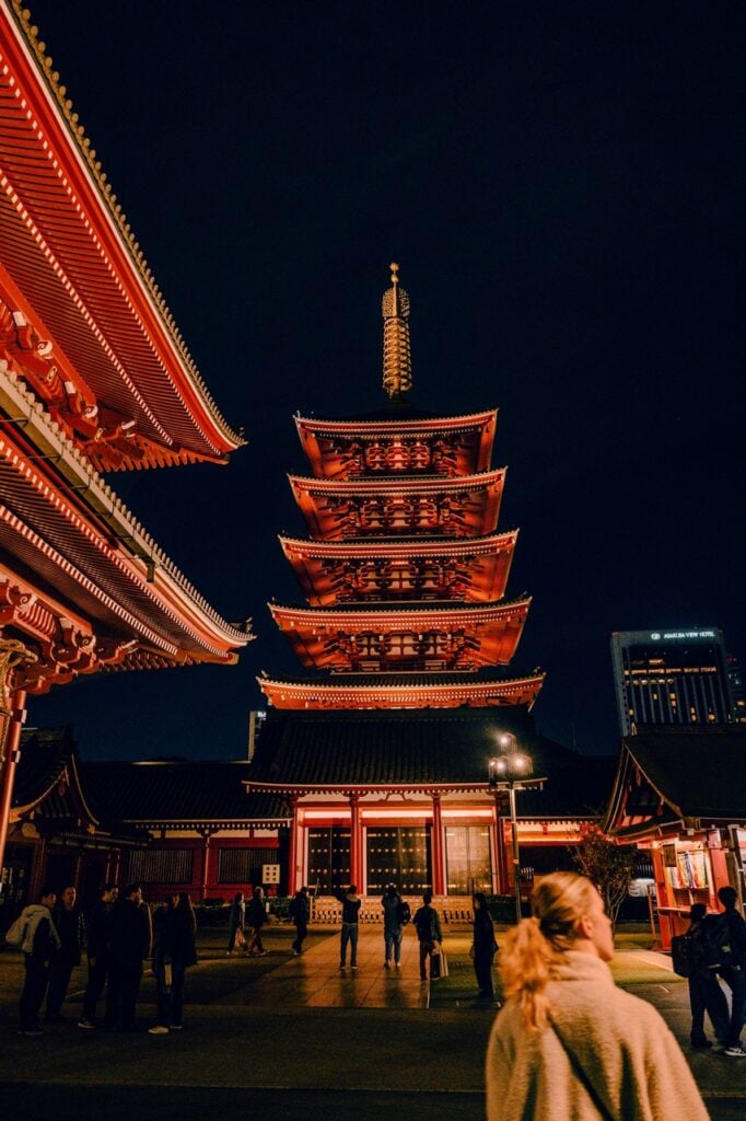 A nighttime walk at Senso-ji in Tokyo, Japan