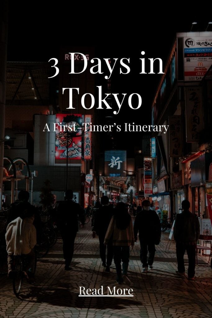 A Pinterest pin for an article about spending 3 days in Tokyo, Japan