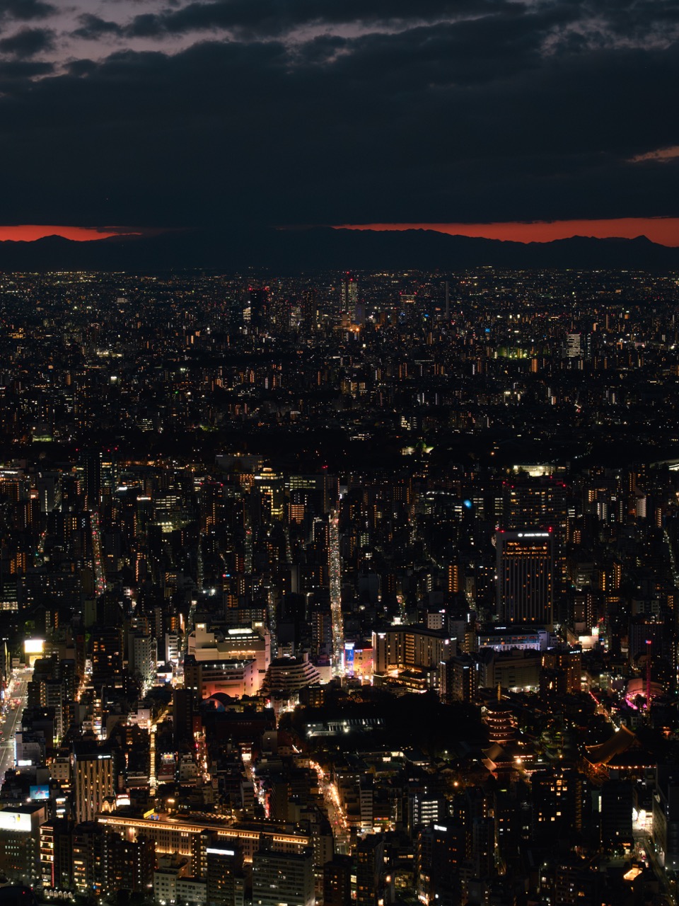 A nighttime view of Tokyo from the Skytree observation deck