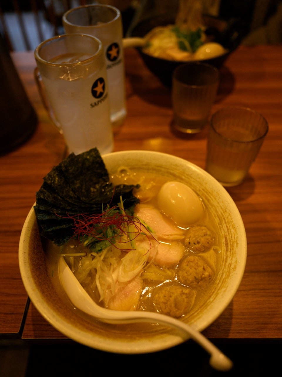 Eating lunch at a ramen joint in Tokyo, Japan