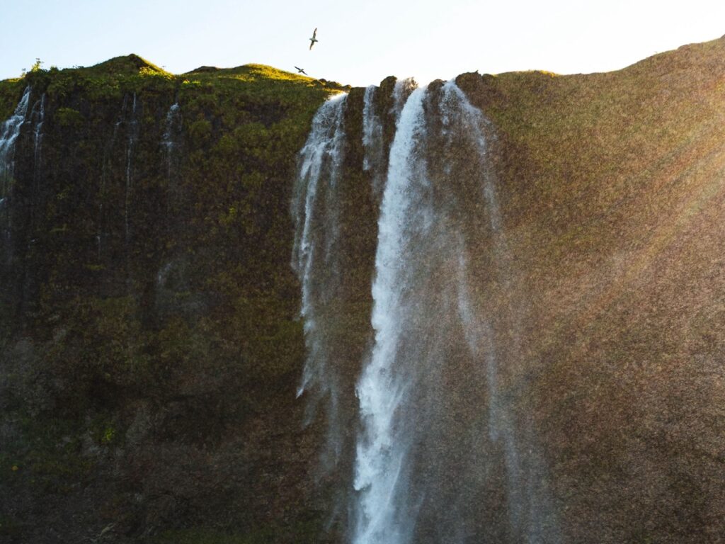 An image of a waterfall in Iceland