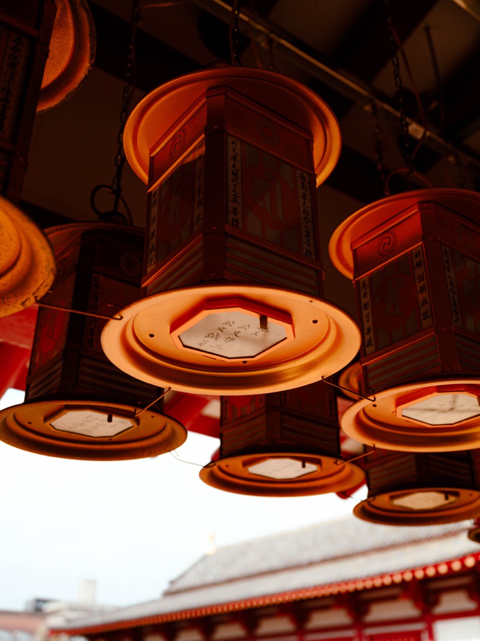 Close-up of ornaments at a temple in Osaka, Japan