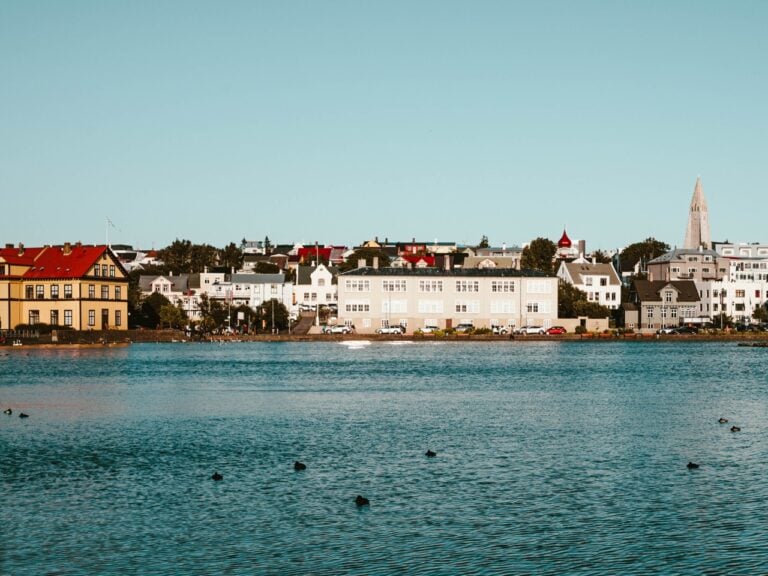 The Tjörnin lake in Reykjavík on an evening
