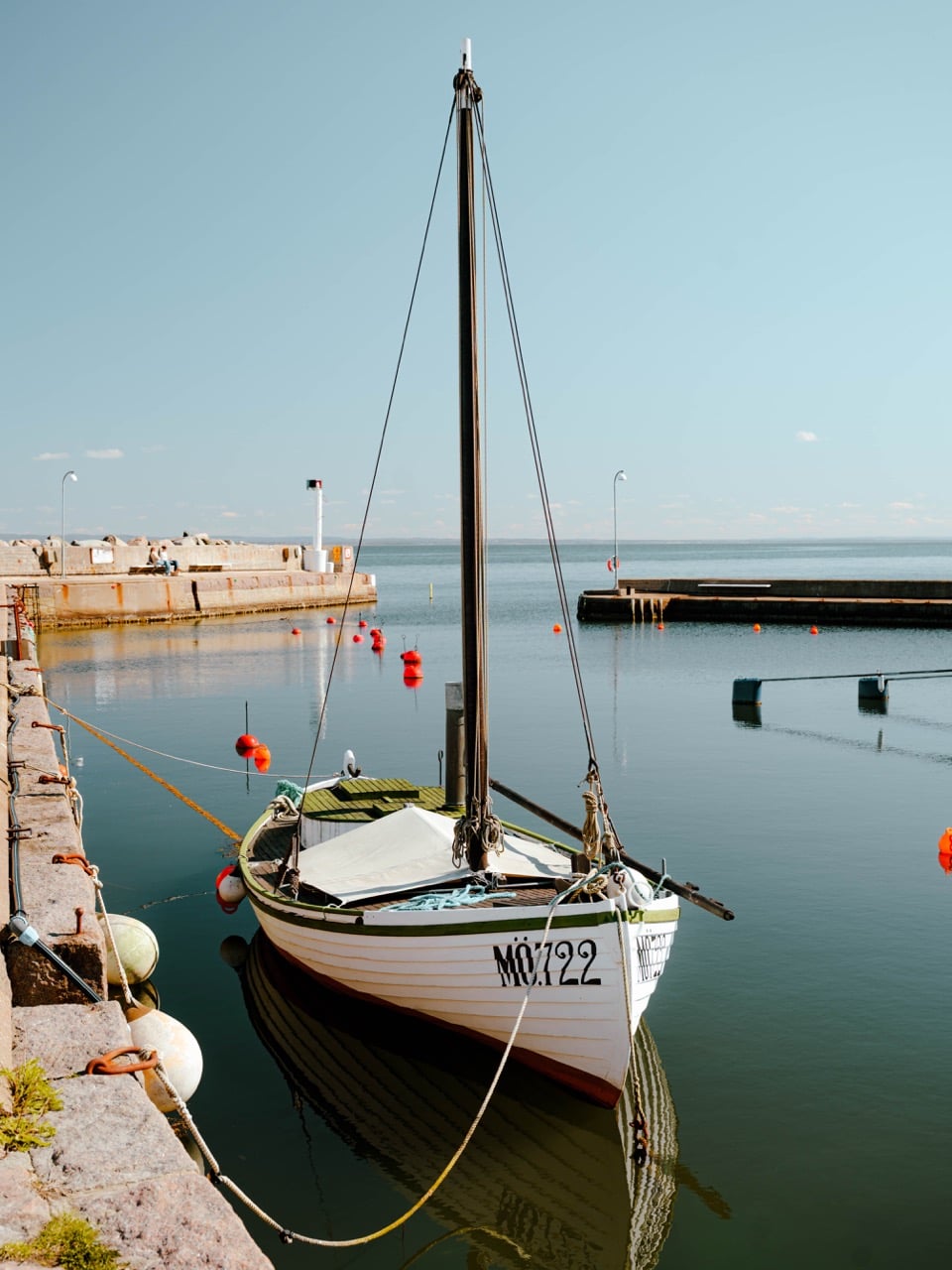 A docked boat in Arild, Sweden