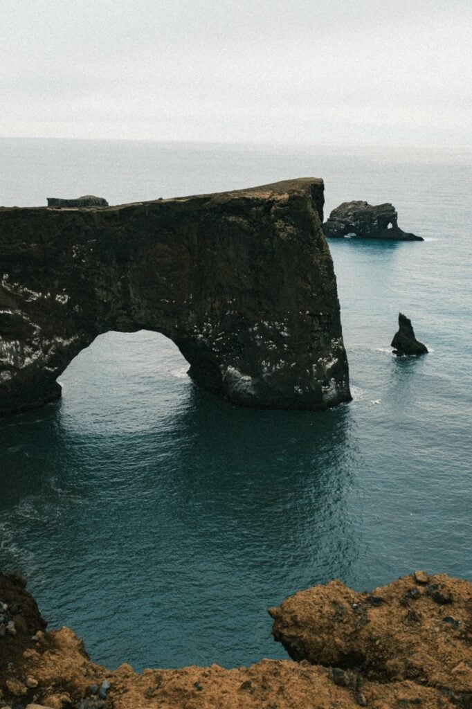 A rock formation at dyrholaey in Iceland