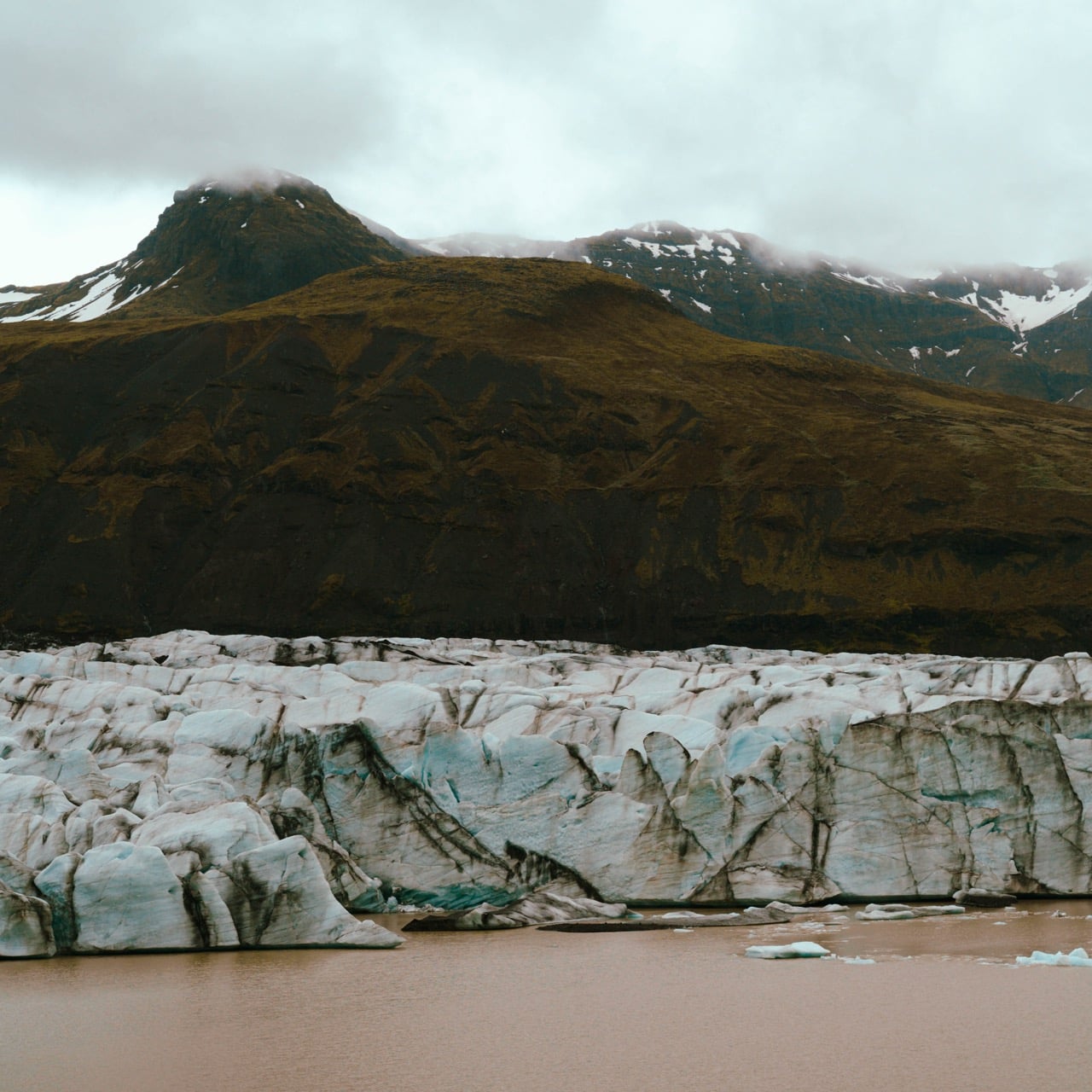 A close-up photo of a glacier in Iceland