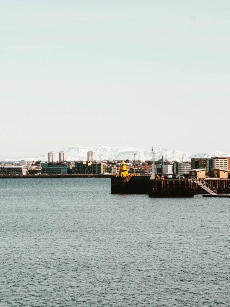 A view from the seafront in Reykjavik