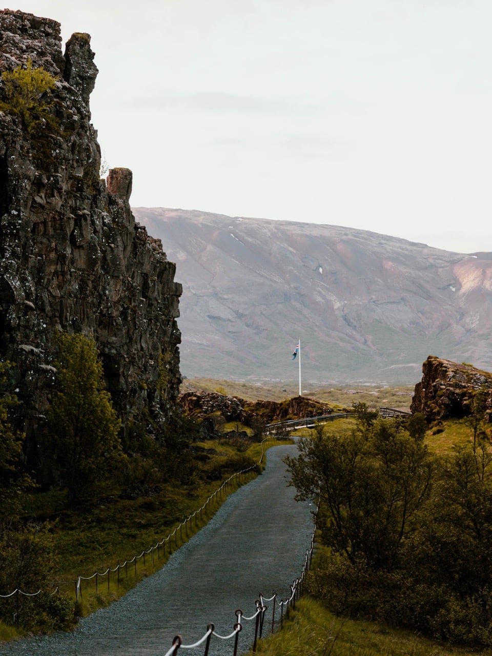 Walking between two tectonic plates at Thingvellir National Park